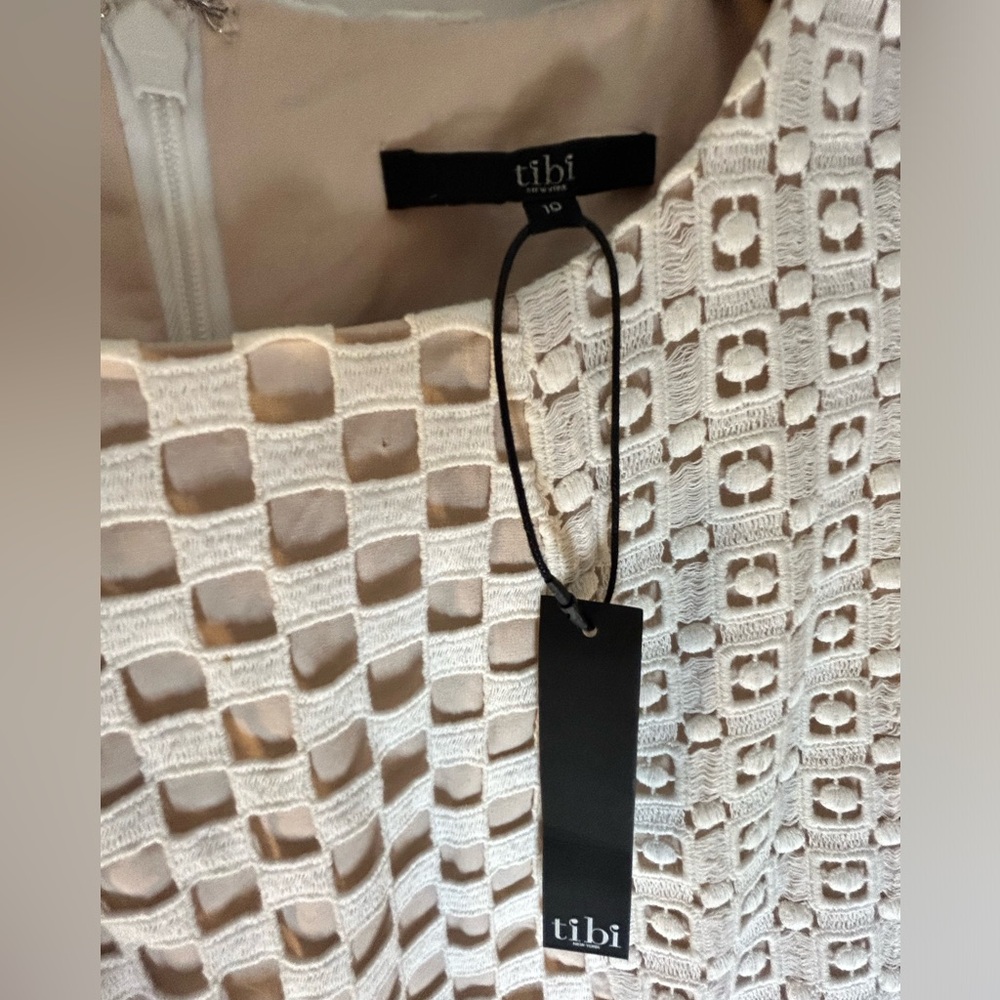 NWT Tibi Sonoran Sleeveless Eyelet Shift Dress, Ivory, Crochet, Size 10 - Picture 10 of 10